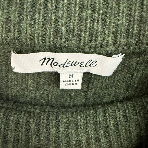 Madewell Mockneck Crop Sweater Women's Sze M Hthr Dark Forest Ribbed Style NM625 - Picture 6 of 8